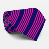 Cravate Fuchsia et bleu marine cinq bandes motif (Roulé)
