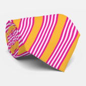 Cravate Fuchsia et jaune cinq bandes motif (Roulé)