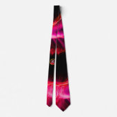 CRAVATE FUCHSIA FRACTAL ROSE VAGUES, EAUX, GEM ROUGE MONOG (Dos)