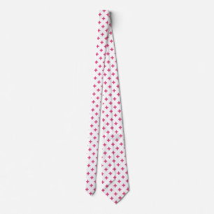 Cravate Fuchsia polka croise sur blanc