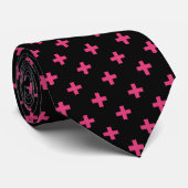 Cravate Fuchsia polka croise sur noir (Roulé)