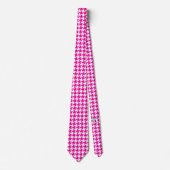 Cravate Fuchsia rose blanc Pied de Poule Houndstooth (Devant)