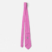 Cravate Fuchsia rose blanc Pied de Poule Houndstooth (Dos)