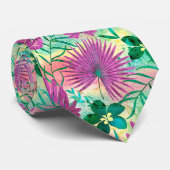 Cravate Fuchsia tropical hawaïen de jardin de Nalani (Roulé)