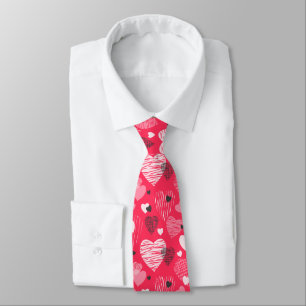 Cravate Fuchsia Whimsical Heart Valentine