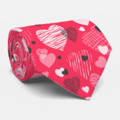 Cravate Fuchsia Whimsical Heart Valentine (Roulé)