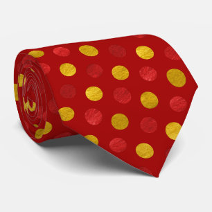 Cravate Fun Elegant Rouge & Or Pois moderne Noël