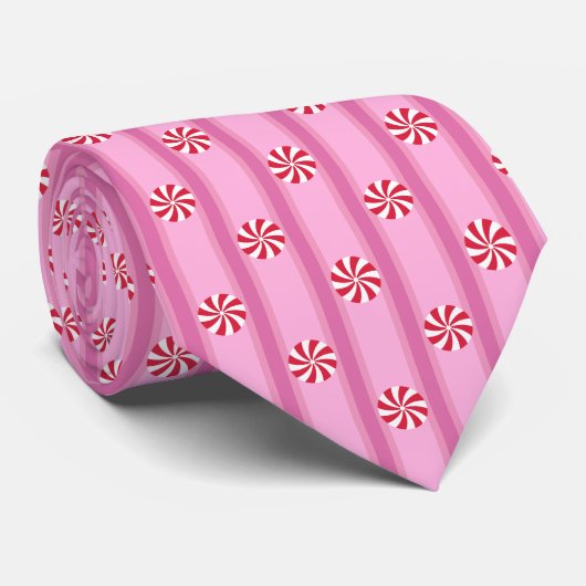 Cravate Fun et Fancy rose Noël Peppermenthe bonbon (Roulé)