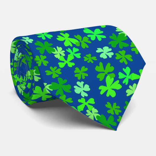 Cravate Fun Four Leaf Clochers on Navy Blue (Roulé)