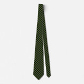 Cravate Fun Green Black Buffalo Check Plaid Tartan Motif (Devant)