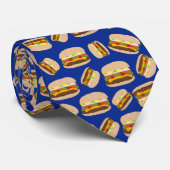 Cravate Fun Novelty Cheeseburger Motif Navy Blue (Roulé)