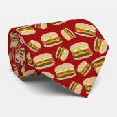 Cravate Fun Novelty Cheeseburger Motif Rouge (Roulé)