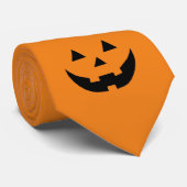 Cravate Fun orange Jack-o'-lantern visage citrouille Hallo (Roulé)