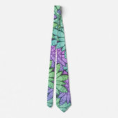 Cravate Fun Purple et Fleurs vertes (Dos)