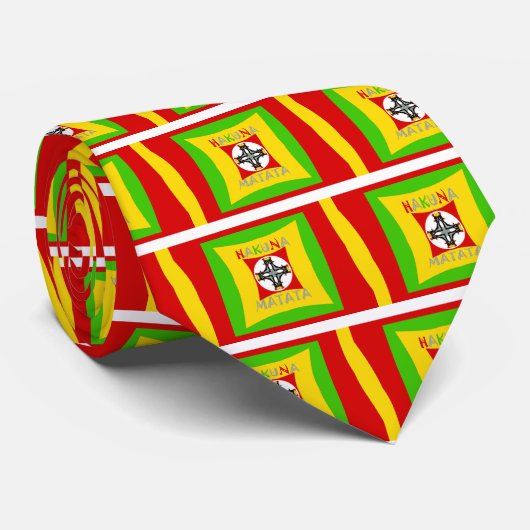 Cravate Fun Rasta couleur rouge or vert (Roulé)