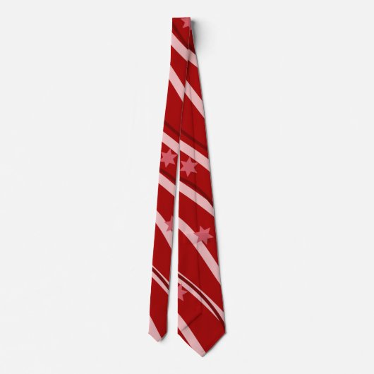 Cravate Fun Red and White Stripe and Stars (Dos)