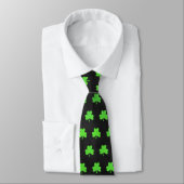 Cravate Fun Tendance Vert Clover Leaf Motif Vert Noir (Attaché)