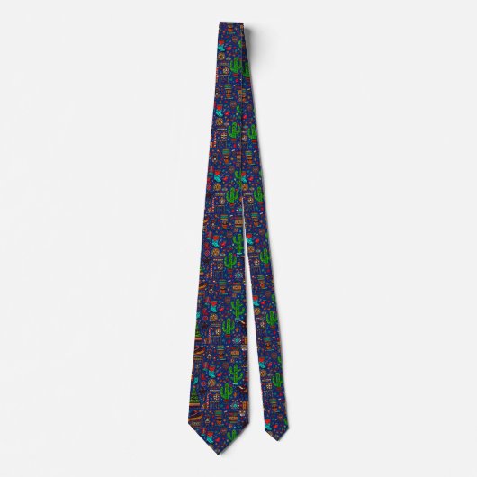 Cravate Fun Western Motif Noël Deep Blue (Devant)