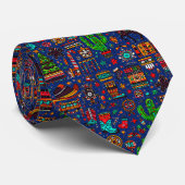 Cravate Fun Western Motif Noël Deep Blue (Roulé)