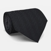 Cravate funéraire en herringbone noir (Roulé)