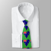 Cravate Funky Australia Heart Flag Arrière - plan vert (Attaché)