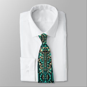 Cravate Funky Aztec Style Motif bleu