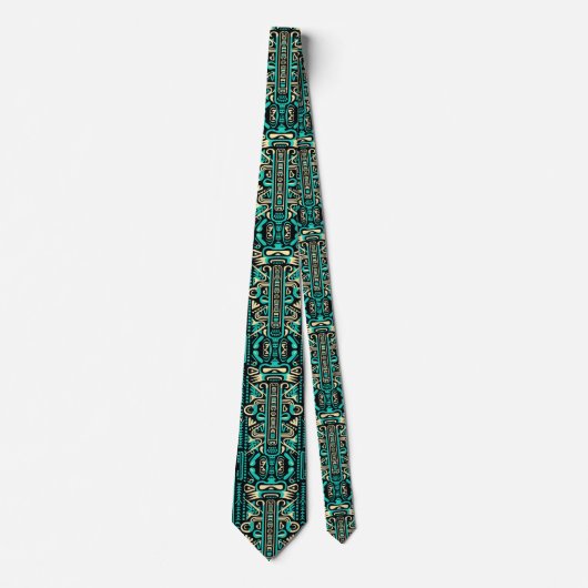 Cravate Funky Aztec Style Motif bleu (Devant)