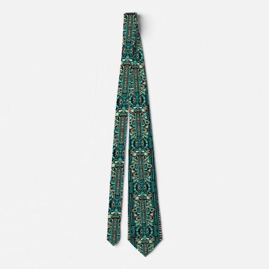 Cravate Funky Aztec Style Motif bleu (Dos)