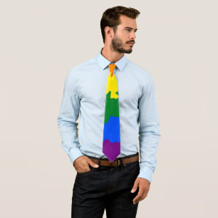 Cravate Funky Boho Abstrait Gay Rainbow Mosaic Pride Drape