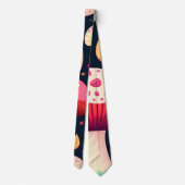 Cravate Funky champignon bleu rose Motif issométrique (Dos)