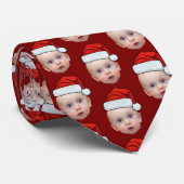 Cravate Funky Custom Face Photo Père Noël Head Christmas R (Roulé)