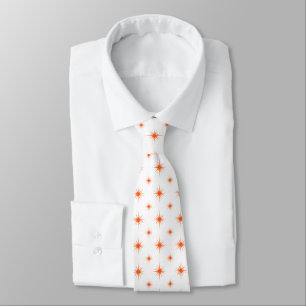 Cravate Funky Orange Starburst Motif rétro Mid Century
