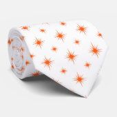 Cravate Funky Orange Starburst Motif rétro Mid Century (Roulé)