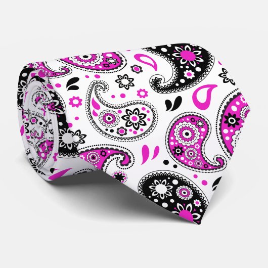 Cravate Funky Pink Modern Country Western Bandana Paisley (Roulé)