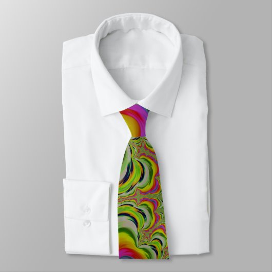 Cravate Funky Psychedelic Stripes Fractal Abstrait (Attaché)