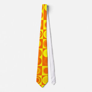 Cravate Funky Retro Orange Yellow Circles Carré