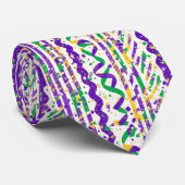 Cravate Funky Violet Vert Or Rayures Mardi Gras Festif (Roulé)