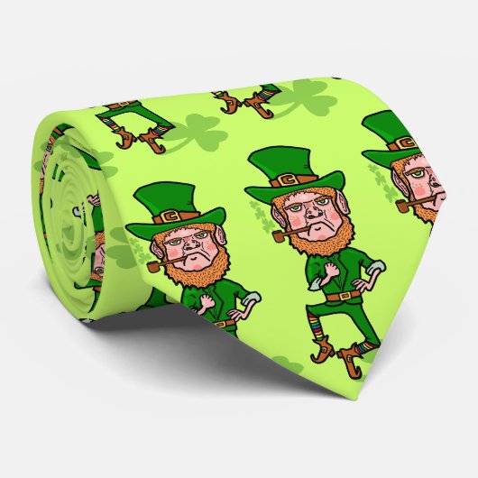 Cravate Funny Angry Lucky Irish Leprechaun (Roulé)