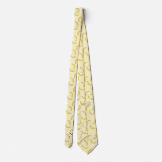 Cravate Funny Banana Jaune Illustration Monogramme Nouveau (Dos)