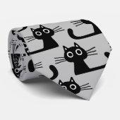 Cravate Funny Black Kitty Cats Motif | AMOUREUX DES CHATS  (Roulé)