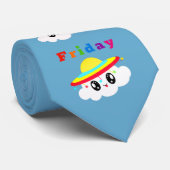 Cravate Funny Blue Cartoon Nuages de la semaine TGIF Week- (Roulé)