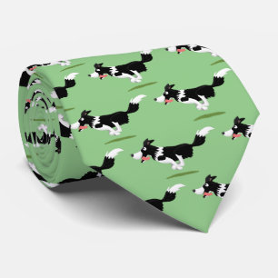 Cravate Funny Border Collie chien en course dessin animé