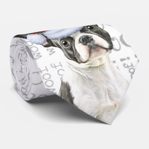 Cravate Funny Boston Terrier Amoureux des chiens de Noël