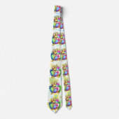 Cravate Funny Bunny biting an Easter Egg (Devant)