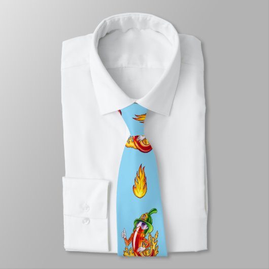 Cravate Funny Fier Pompier Chili (Attaché)