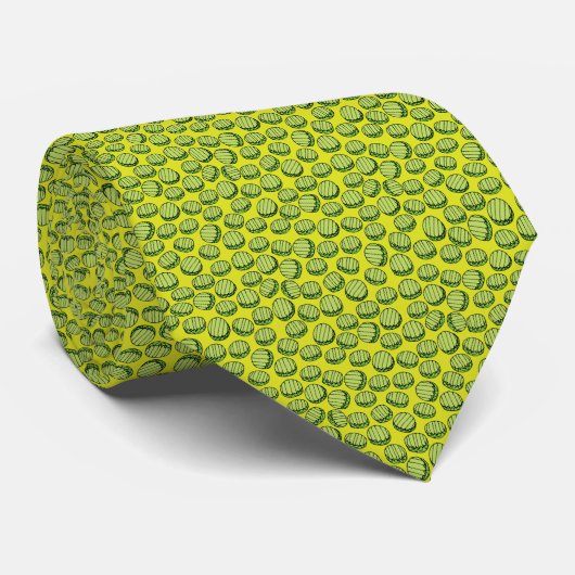 Cravate Funny Green Mince Picky Slices Motif Nouveauté (Roulé)