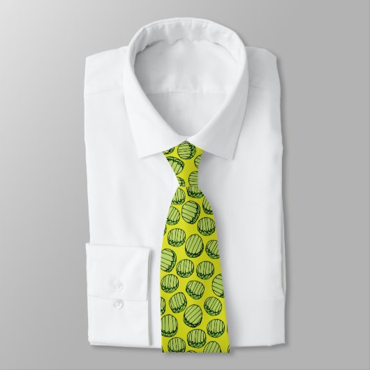 Cravate Funny Green Pickle Slices Motif nouveauté (Attaché)