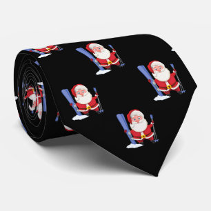 Cravate Funny mignon Père Noël Ski Noël Noir