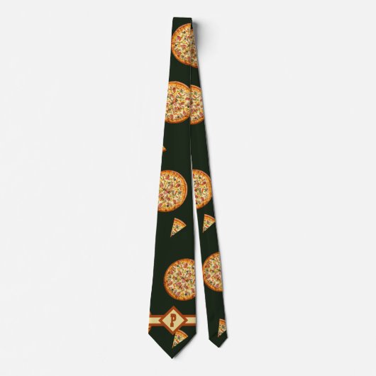 Cravate Funny Monogrammed Pizza Pattern (Devant)