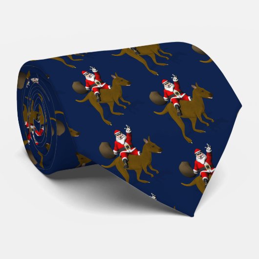 Cravate Funny Père Noël À cheval Sur Kangaroo (Roulé)